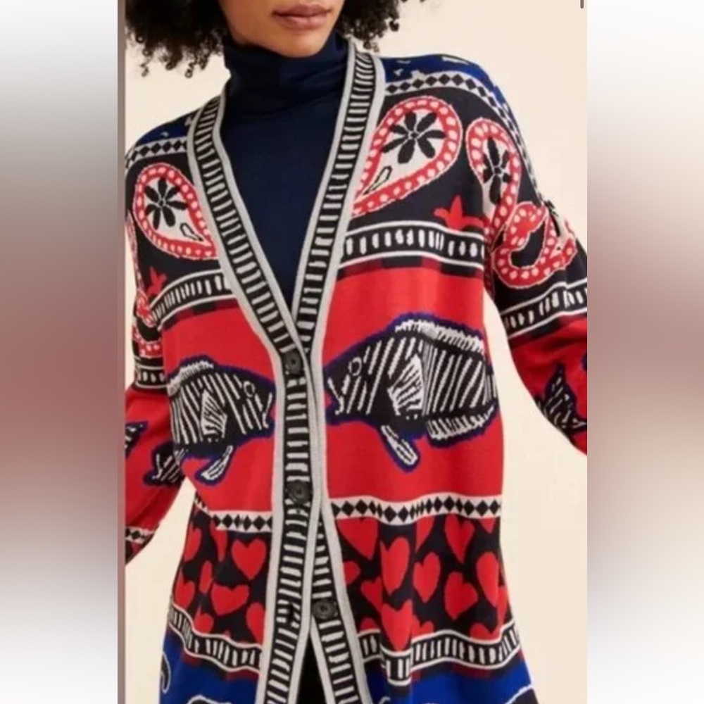 FARM Rio Red and Blue Patterned Cardigan - Picture 4 of 9